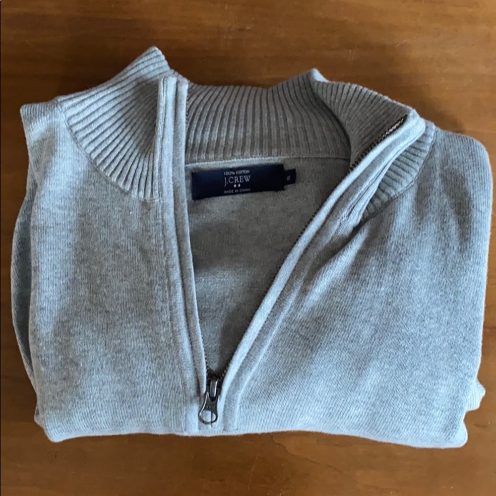 J.Crew Grey pullover quarter zip sweater.